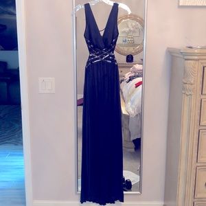 Midnight blue sequined BCBG cut out maxi sz xs ✨